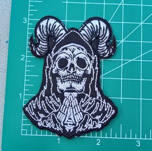 2/$10 Black and White Skull Patch